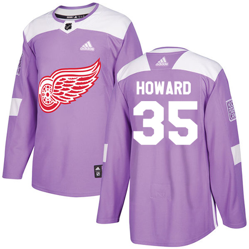 Adidas Red Wings #35 Jimmy Howard Purple Authentic Fights Cancer Stitched NHL Jersey